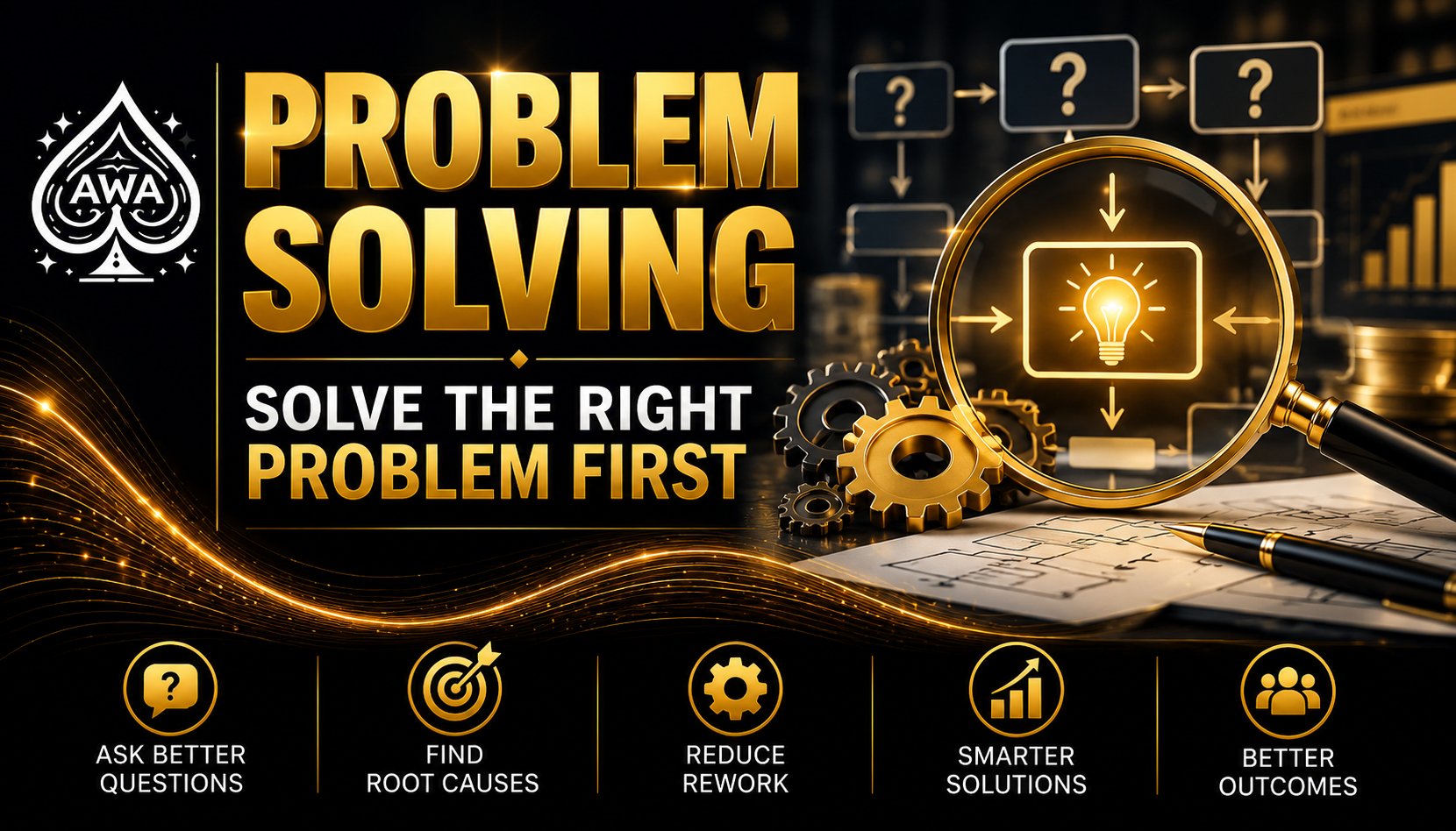 Afternoons With ACEs problem-solving graphic illustrating how Oracle consultants ask better questions, identify root causes, reduce rework, and solve the right problem first.